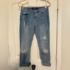 Indigo Rein Light Blue Distressed Boyfriend Jeans